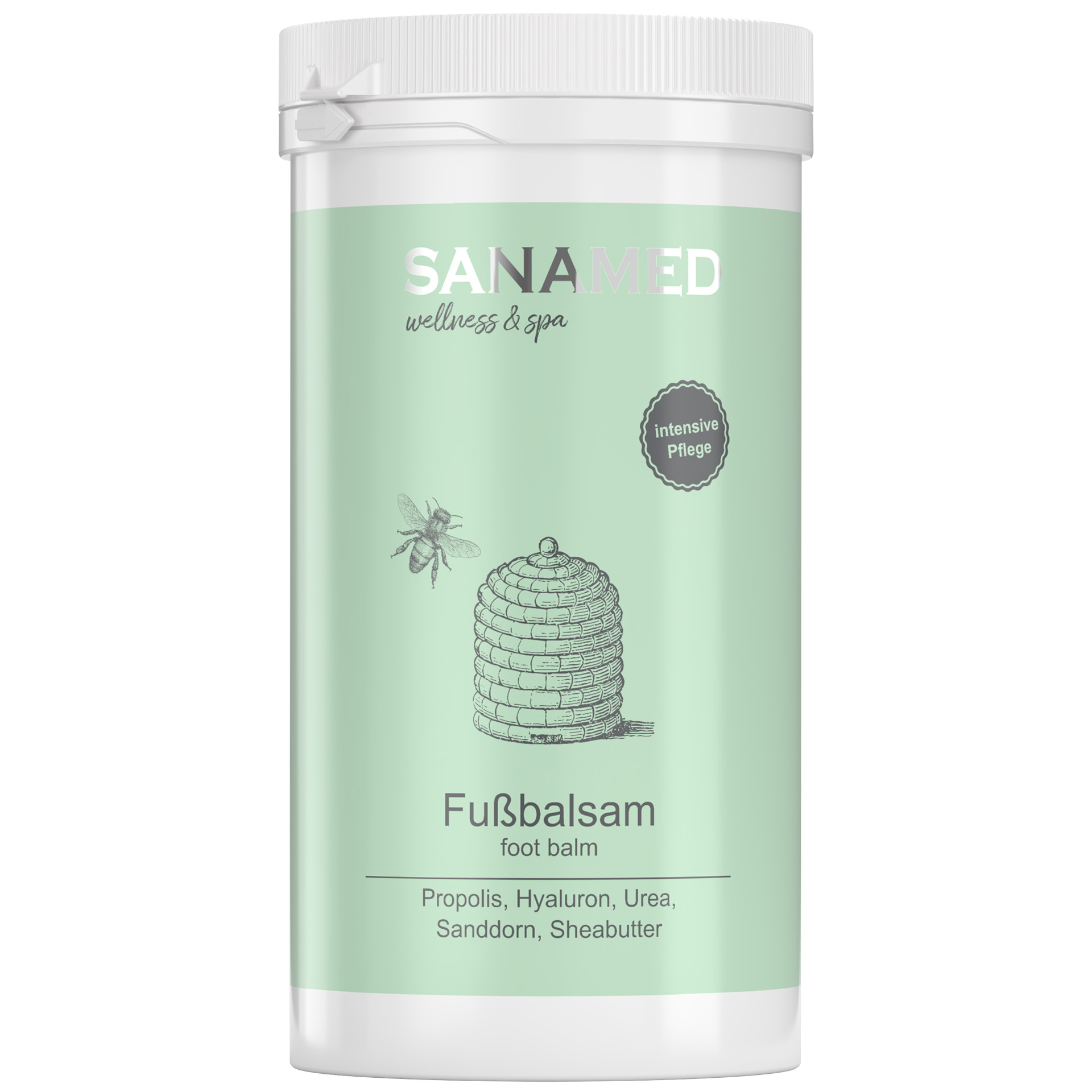Sanamed Fußbalsam Propolis Hyaluron 450ml_Caremed 02 Fußbalsam mit Propolis und Hyaluron, 450 ml