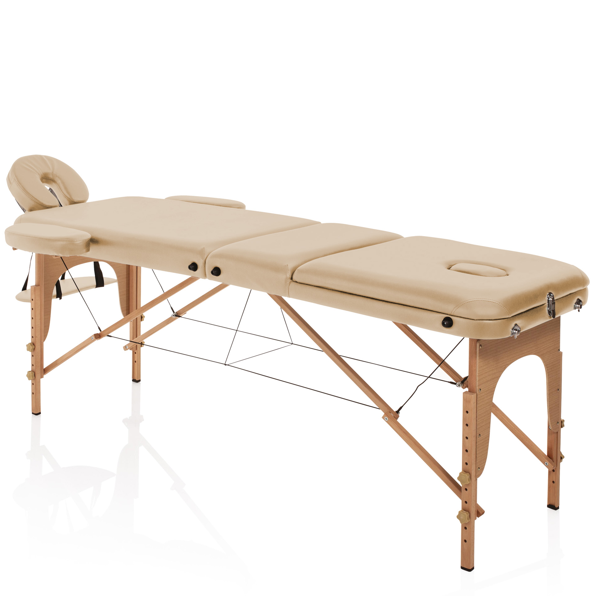 3-Zonen Massageliege MOBIL, Holzgestell, beige