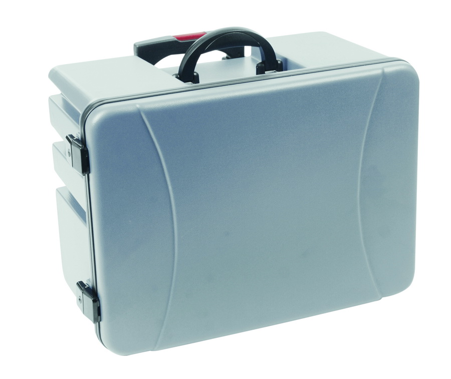 Schalenkoffer mit 3-fach Steckdose und Schublade, hellgrau