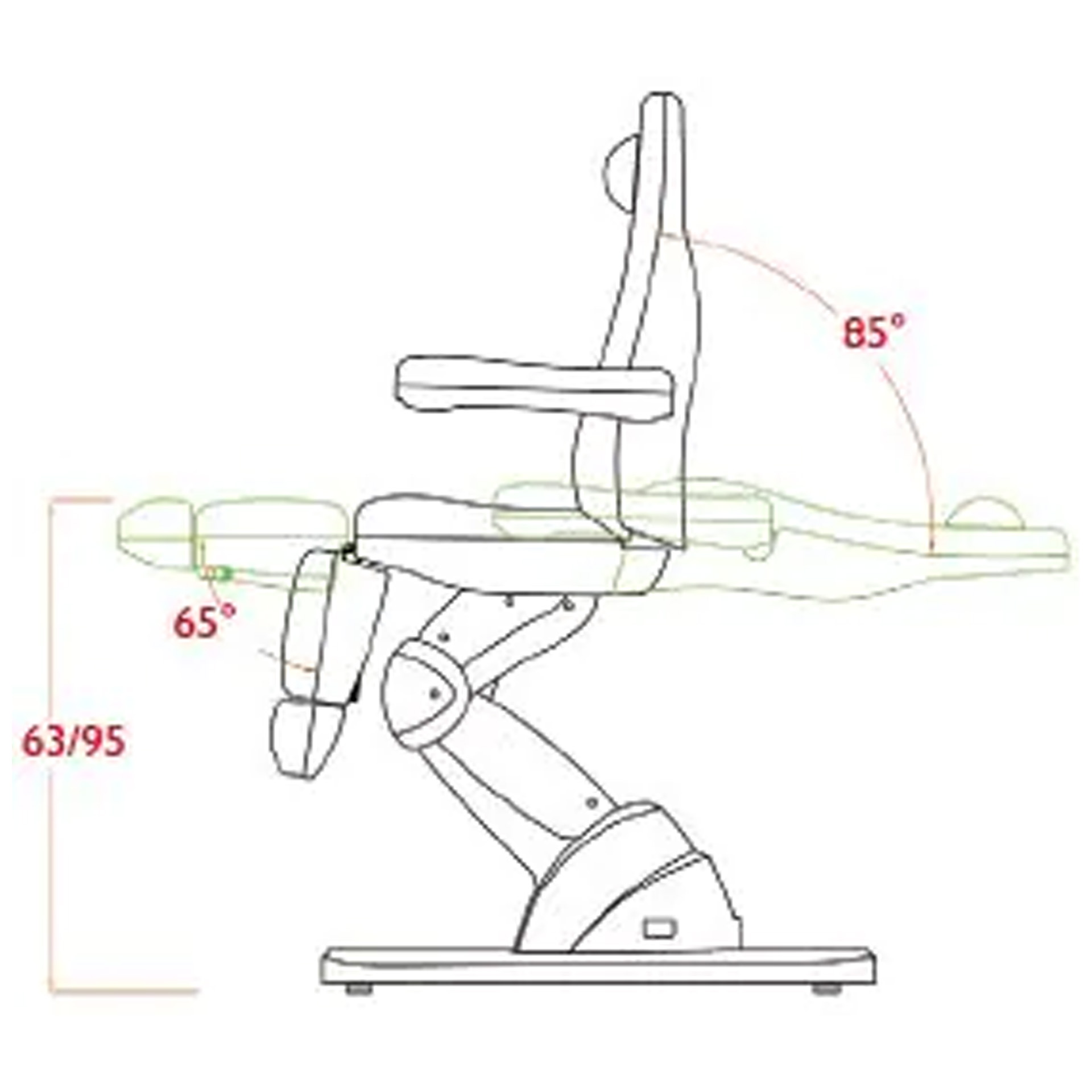 Behandlungsliege PodoComfort, 3 Motoren, grau