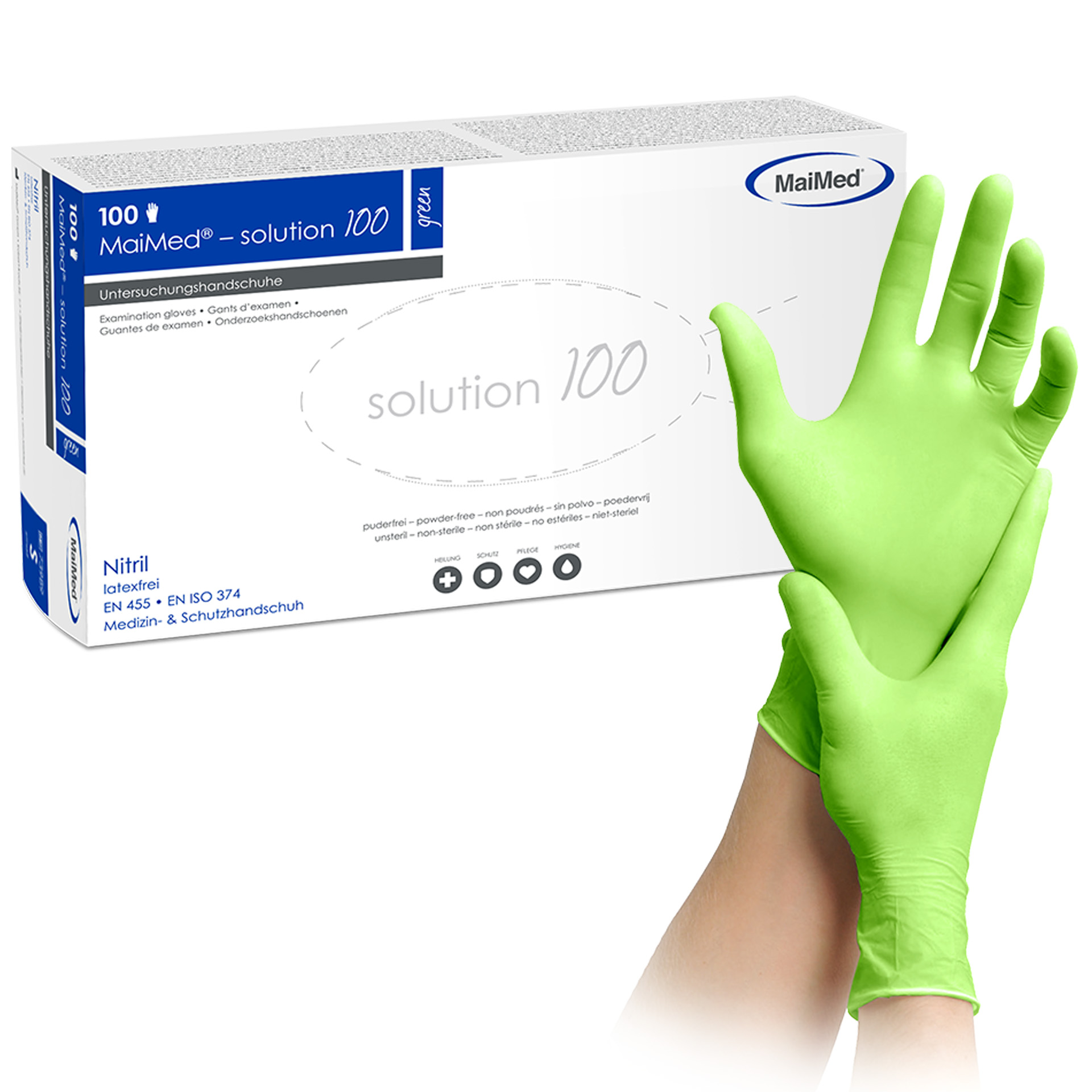 Nitril-Einmalhandschuhe, solution100 green, Größe S, 100 Stk.