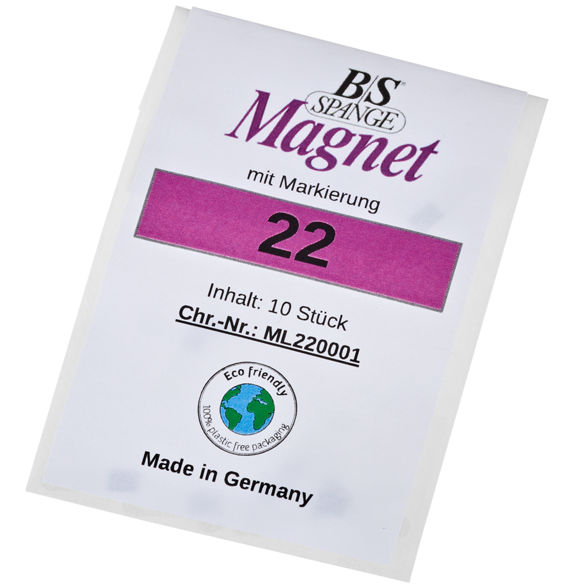 B/S Spange Magnet mit Mittenmarkierung, 22 mm