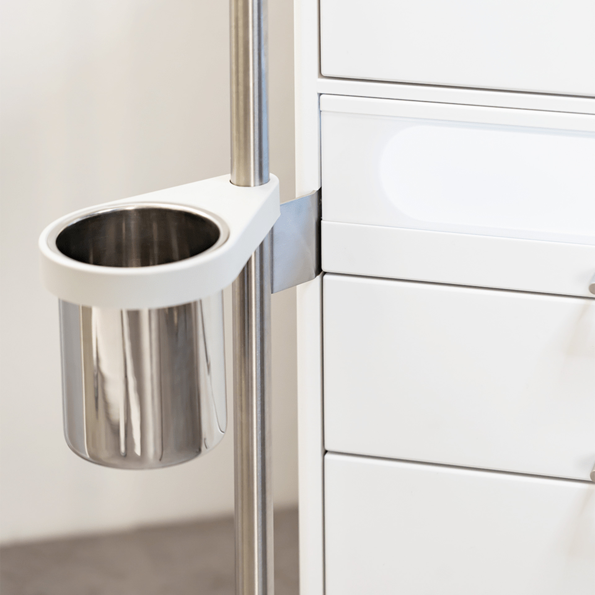 RUCK Edelstahl-Abwurfbehälter mit Spezialhalterung für RUCK ROOM classic