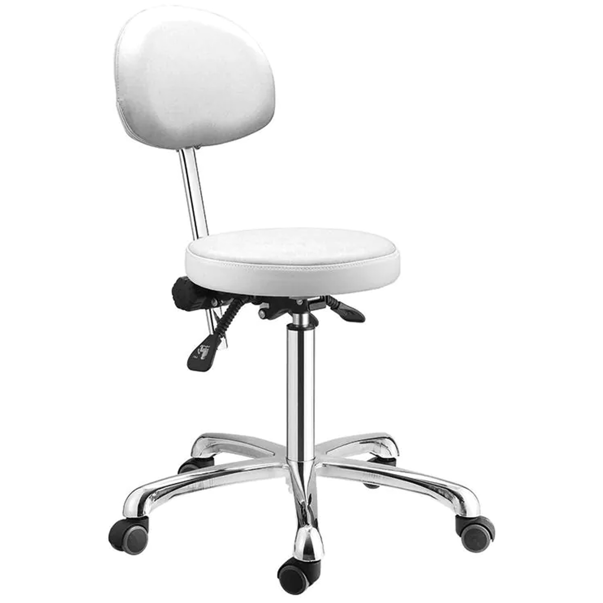 Drehhocker ErgoTurn mit Rückenlehne, weiß