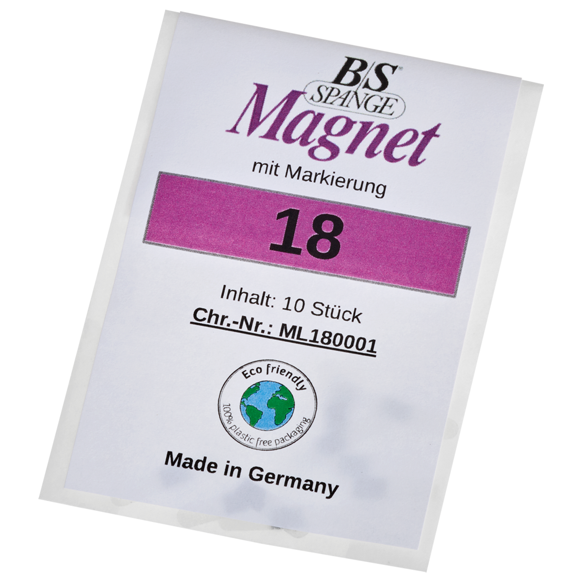 B/S Spange Magnet mit Mittenmarkierung, 18 mm