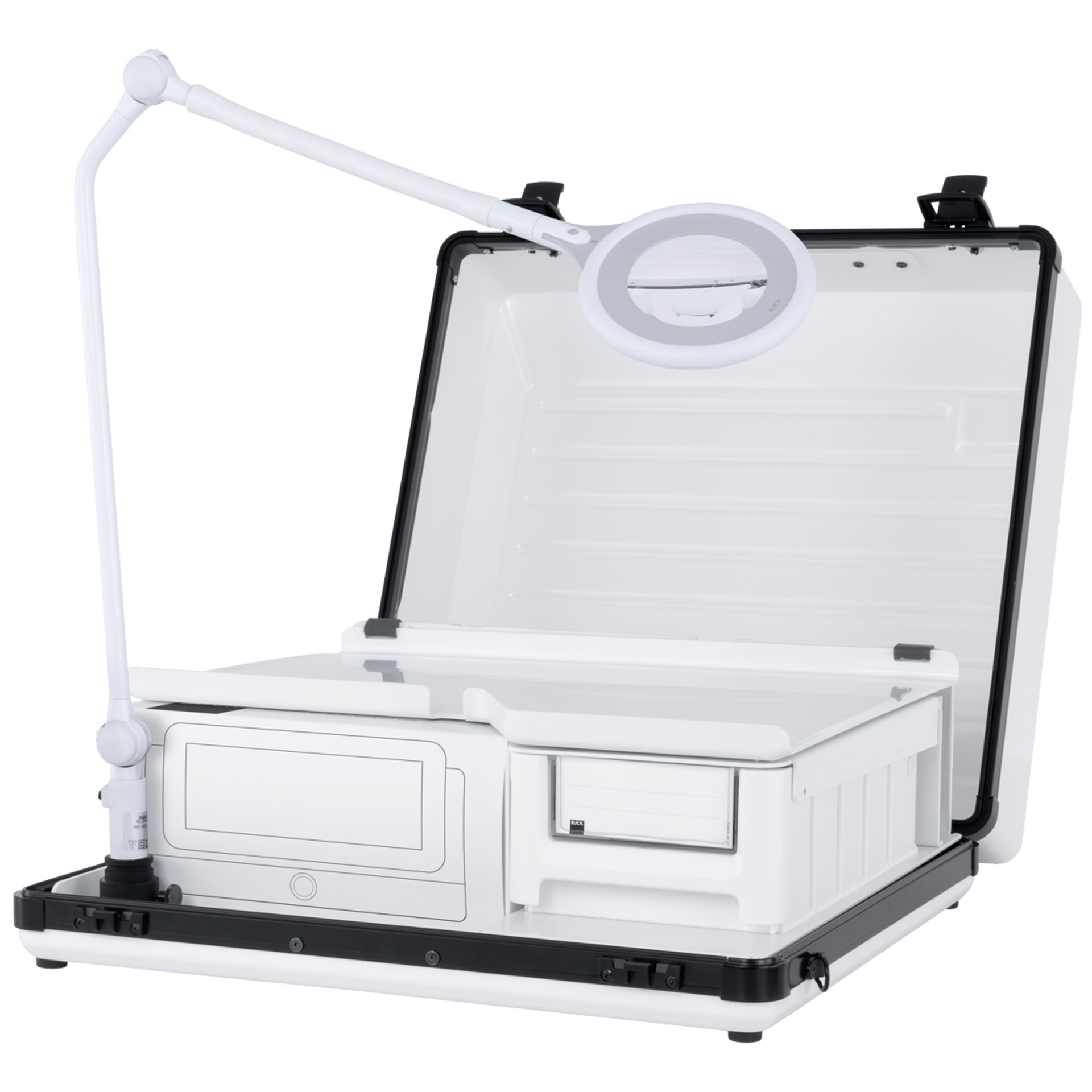 RUCK mobilsystem Koffer für Fußpflegerät mit Lupenleuchte weiß
