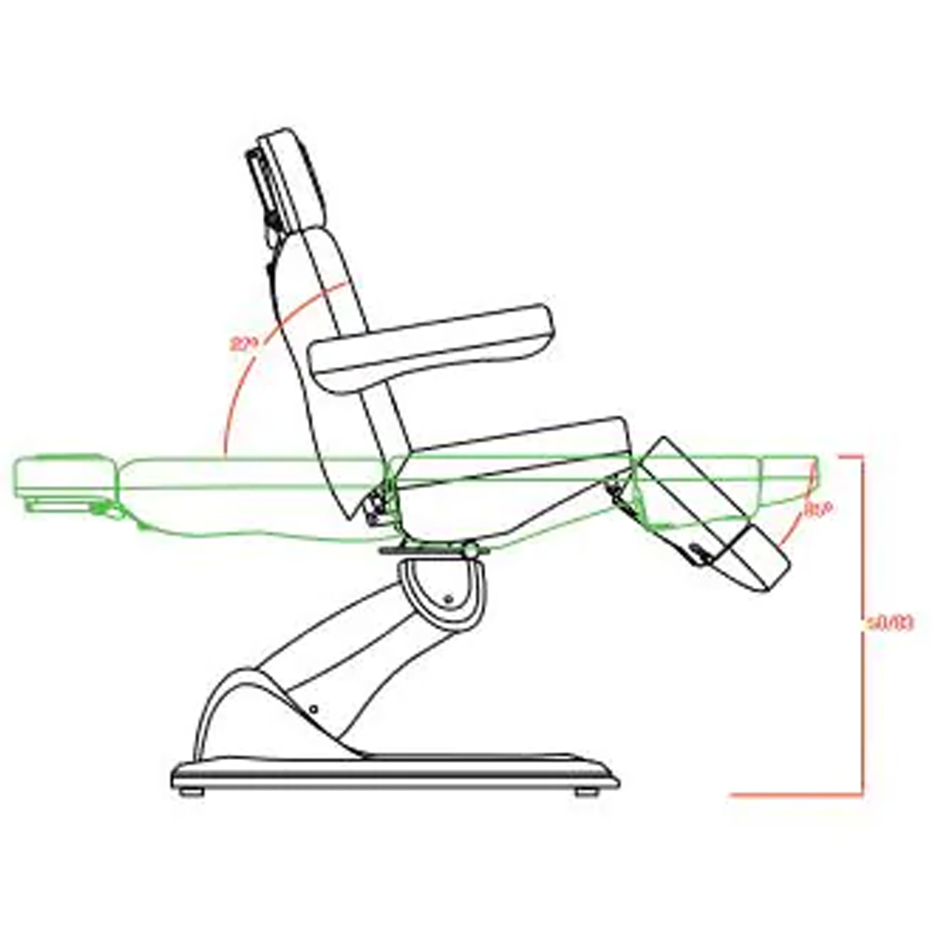 Beauty treatment chair/couch Aurelia, 4 motors, heating, white
