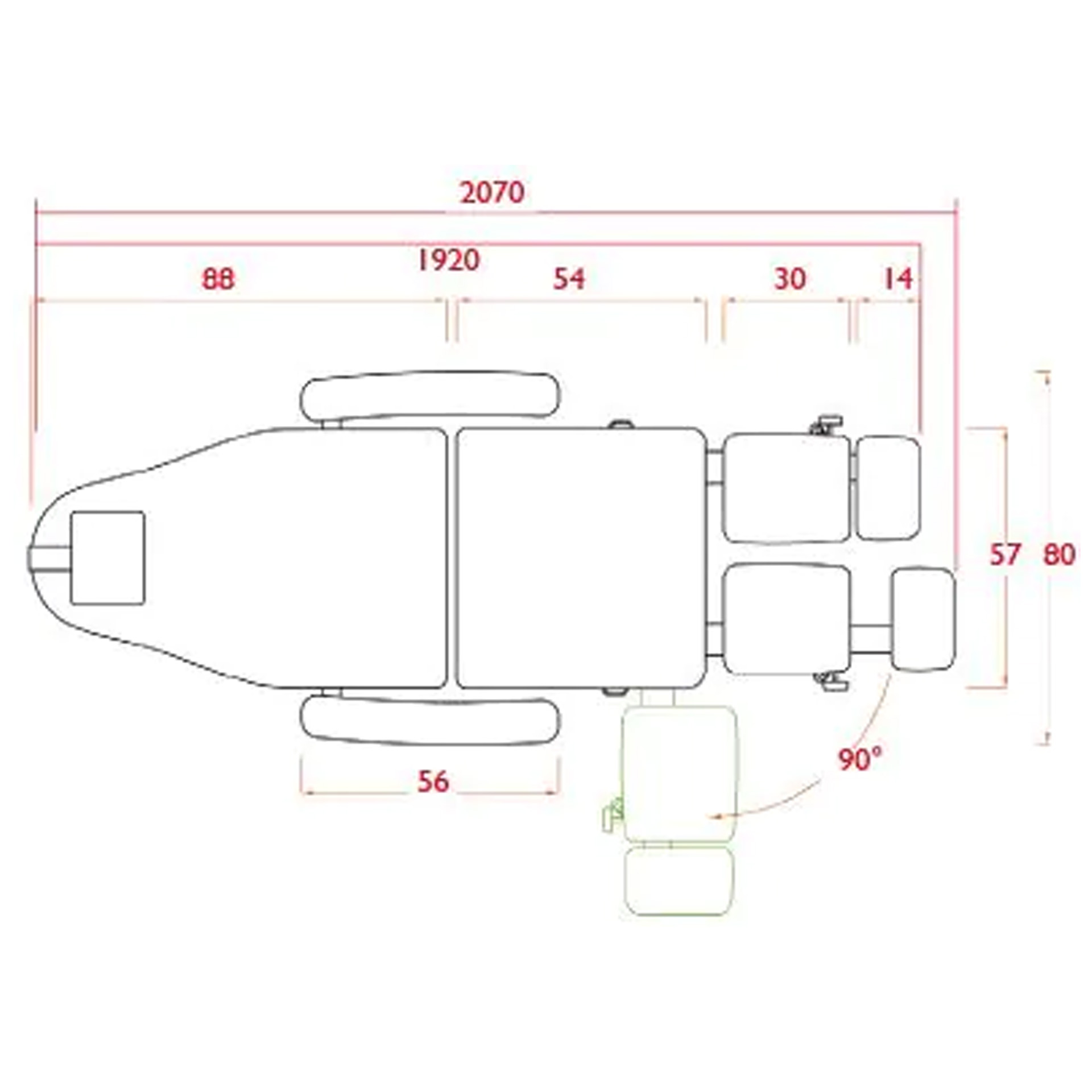 Behandlungsliege PodoComfort, 3 Motoren, weiß